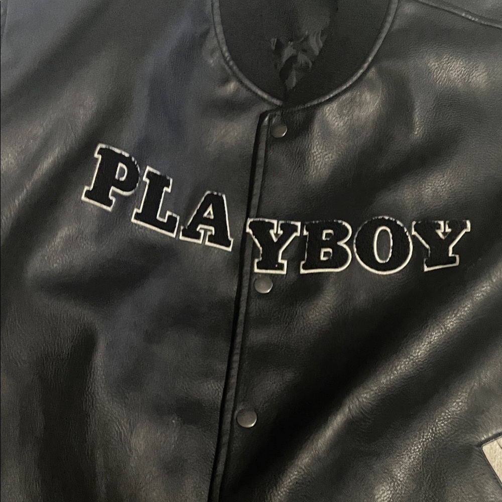 Playboy Black Leather Snap Jacket - image 1